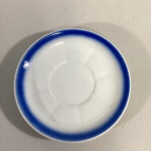Badonviller France Porcelaine Opaque Saucer 5” Blue Trim